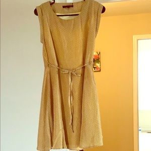 Butterfly mustard and white summer middy dress.